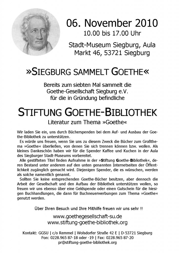 Aktionsplakat: Siegburg sammelt Goethe '10